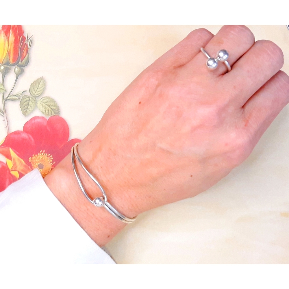 Sterling Ball Bracelet and Ring Set